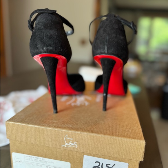 Christian Louboutin Astrids Bride Black Suede Heels - Picture 6 of 14